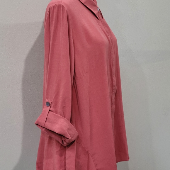 Soft Surroundings Santa Barbara Button Down Tunic Top Coral 1XLarg Cotton Modal - Picture 3 of 10